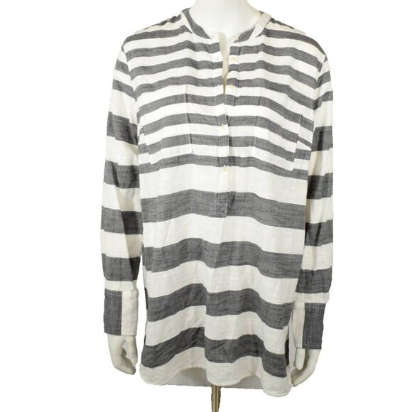 Merona Womens XXL Gray and White Stripe Pullover Shirt - Picture 1 of 3